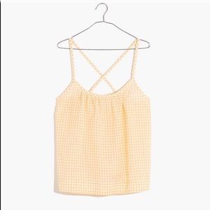madewell gathered pajama cami top saffron gingham